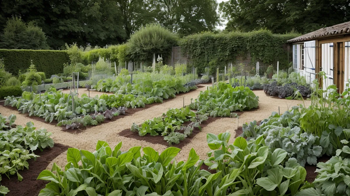 Bordure de pelouse nette entre gazon et potager, astuce d'entretien pelouse économique