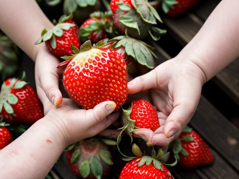 cueillette d'une fraise bien mûre par une main d'enfant, récolte abondante en jardinage bio