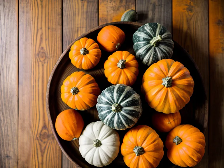 Courges butternut et potimarrons stockés sur étagères pour l'hiver au potager