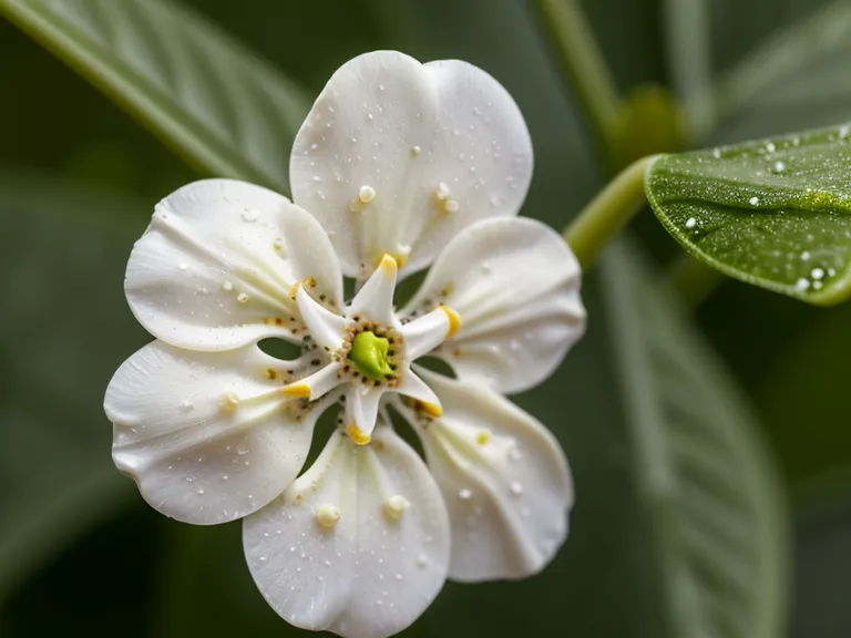 Gros plan sur une fleur blanche de poivrier s'ouvrant dans le potager en été.