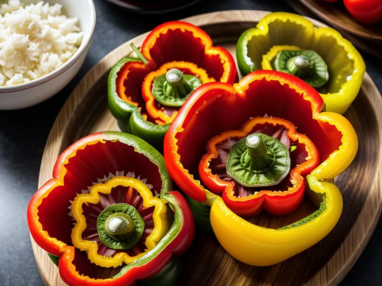 Poivrons fraîchement récoltés préparés dans une cuisine de maison de campagne.