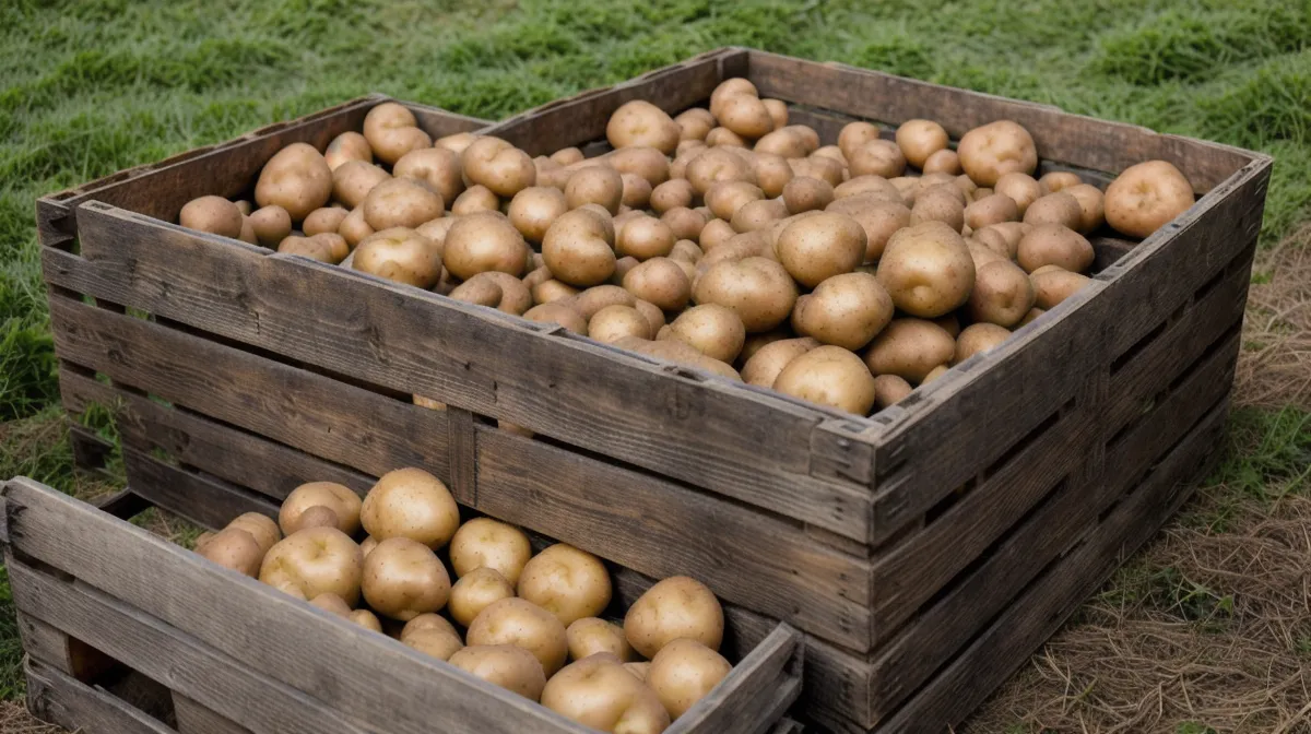 Récolte abondante de pommes de terre du potager productif, tubercules terreux tout juste sortis du sol