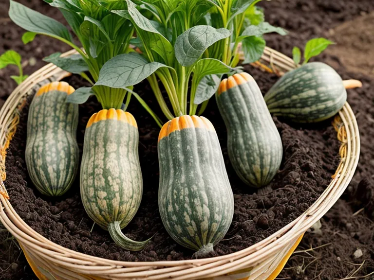 Jeune plant de courge tout juste repiqué en pleine terre riche