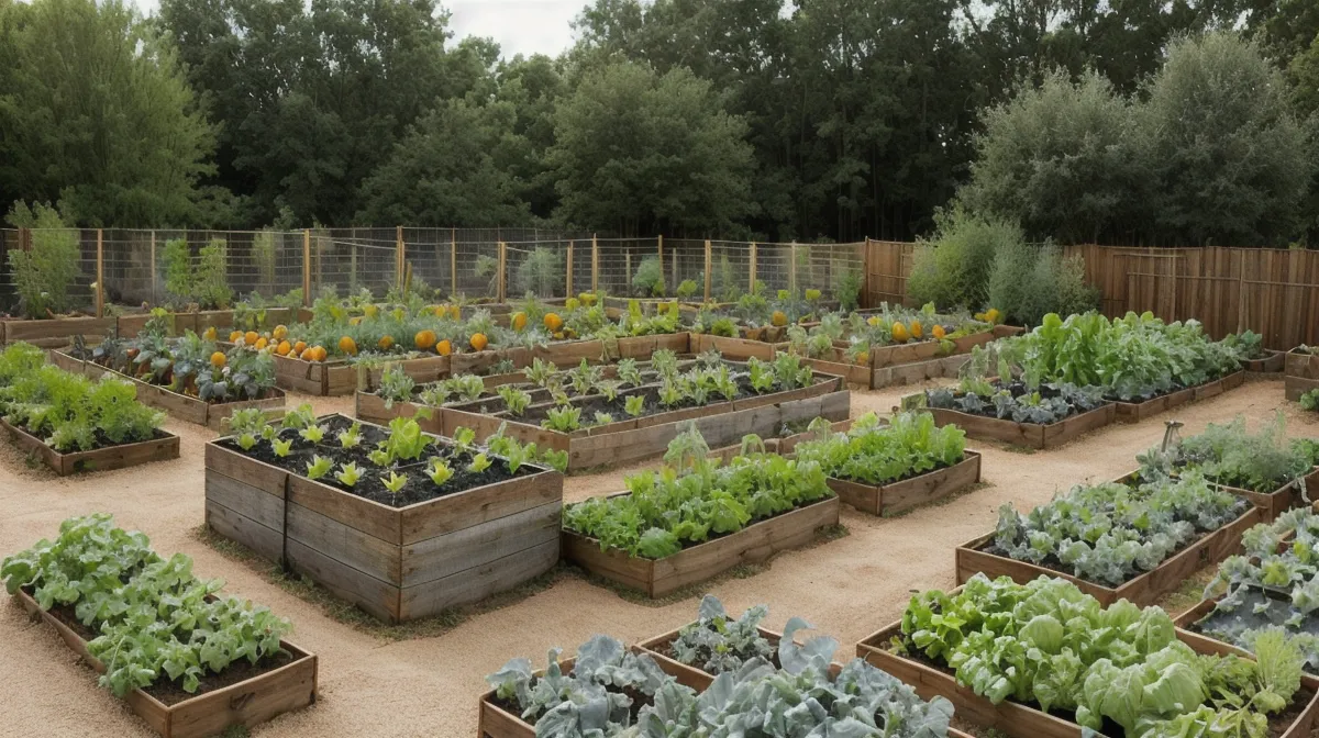 Potager nourricier en rangs bien fournis, pour réduire son budget courses grâce au jardinage maison
