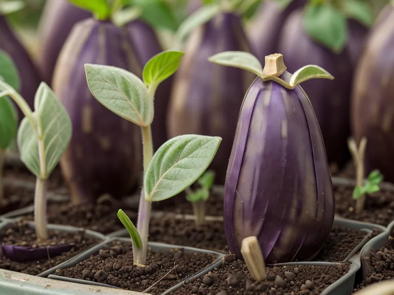 Un jeune plant d'aubergine en pot montrant des signes de stress dû au froid.