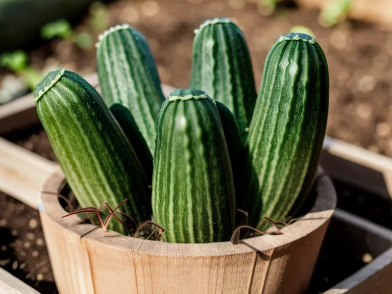 Jeunes semis de concombres dans des pots biodégradables sur un banc de jardin au printemps.