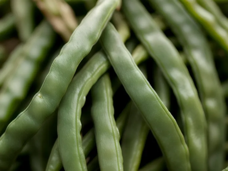 Récolte d'été : main cueillant un haricot vert croquant directement sur le plant