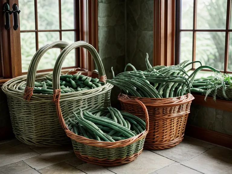 Paniers débordant de haricots verts, résultat d'une récolte généreuse au potager