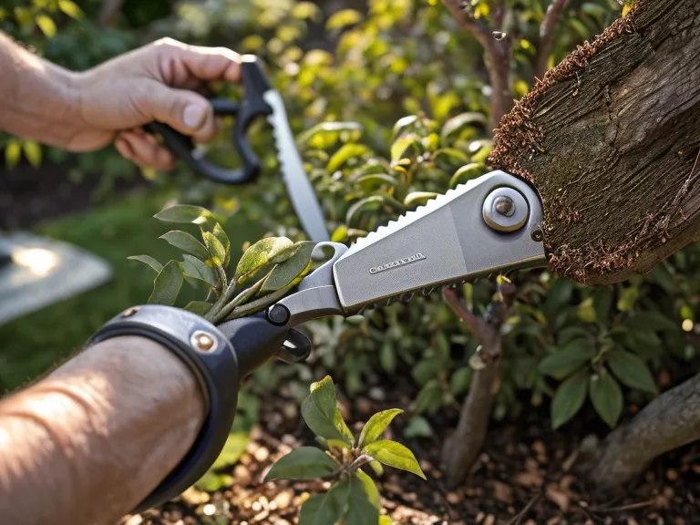 taille d'un gourmand vertical sur une branche de pommier