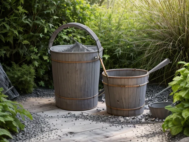 Seau de cendres de bois tamisées, utilisées en jardinage naturel pour remonter le pH du sol
