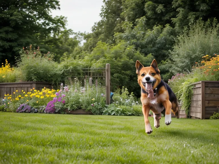 Chien courant sans risque sur une pelouse bio traitée sans produit chimique