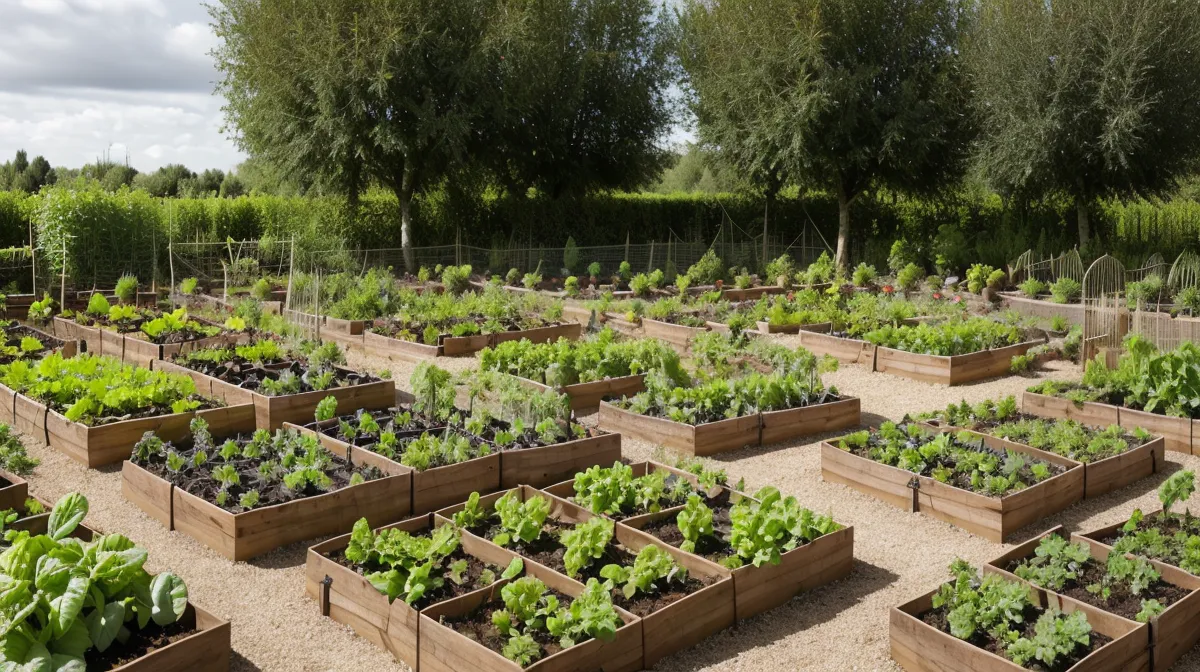 Potager bio en pleine préparation de terre, amendement naturel après plusieurs récoltes ratées