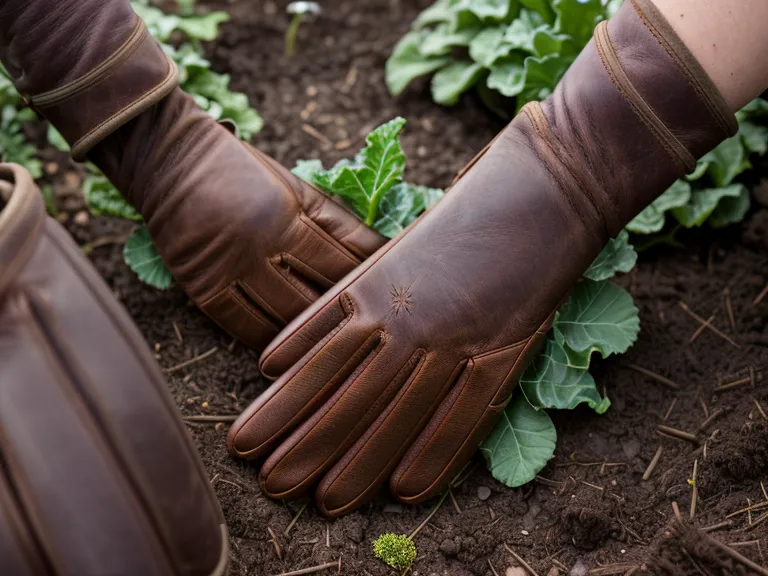 mains étalant un paillage de paille autour des légumes d'hiver au potager