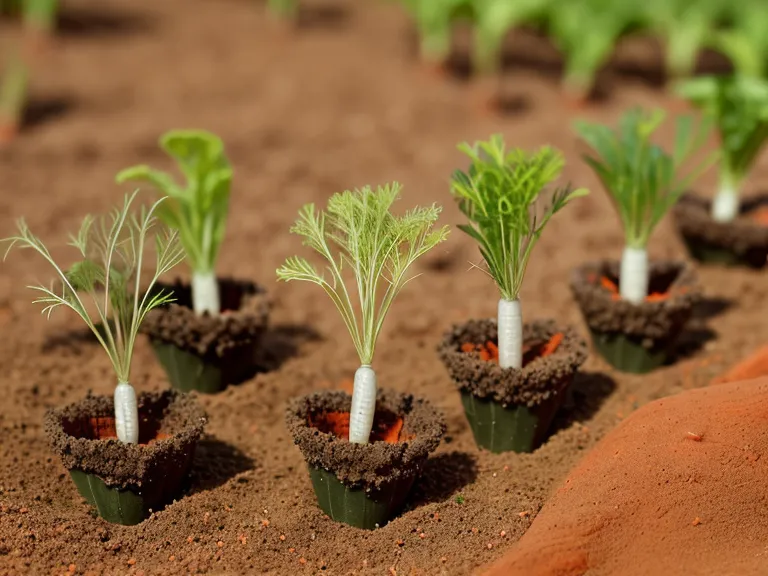 Jeunes pousses de carottes sortant d'un mélange sableux, signe que la terre argileuse a été bien travaillée