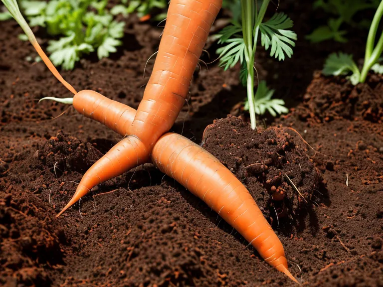 Main récoltant une carotte bien droite dans un sol meuble, étape vers l'autonomie alimentaire au potager