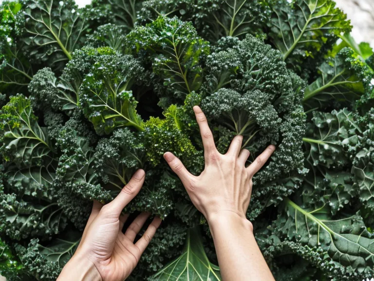 Gros plan sur une feuille de kale dévorée par les chenilles dans un potager