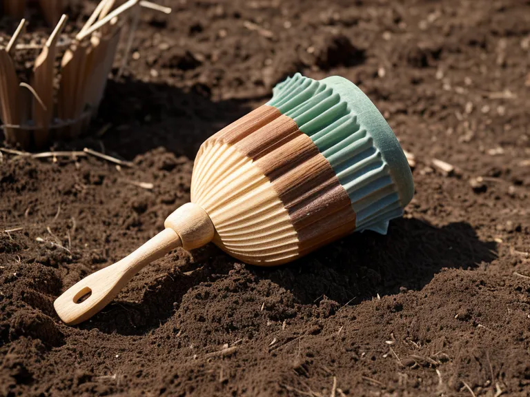 Plantoir enfoncé dans la terre pour creuser un trou de 15 cm, technique clé d'un potager généreux