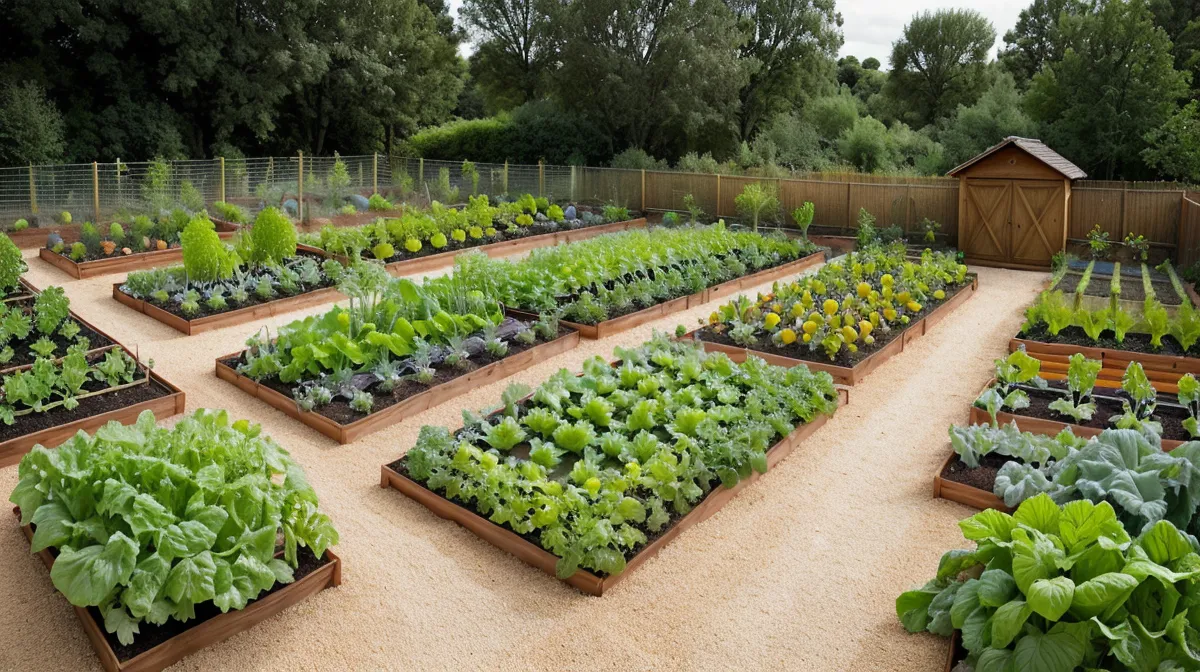 Potager abondant sur une petite surface : planche de légumes dense prête à récolter
