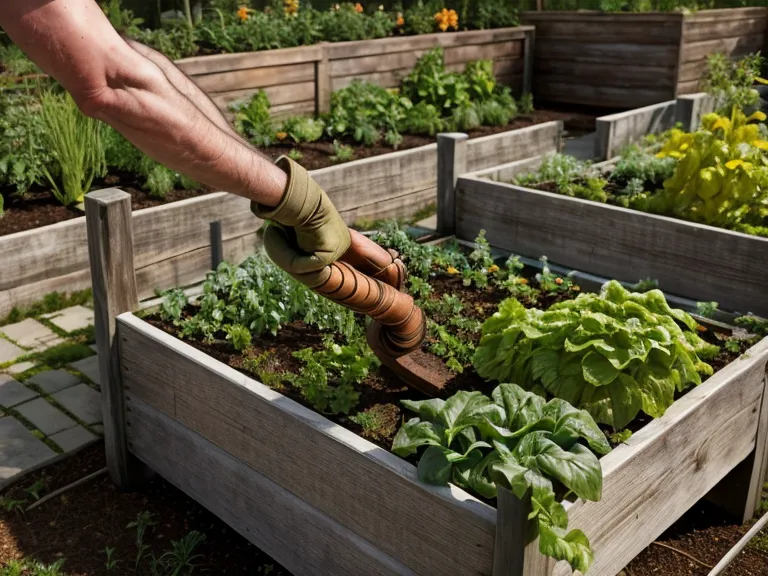 Jardinage amateur en petite surface : bras qui atteint le centre d'une planche de 1,20 m sans marcher sur la terre
