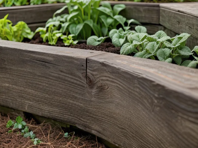 Coin d'un bac de potager en bois avec des interstices propices aux limaces en jardinage amateur